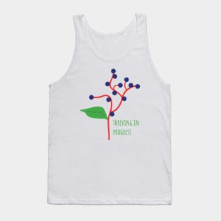 Thiriving In Progress Botanical Print, Red & Blue Tank Top